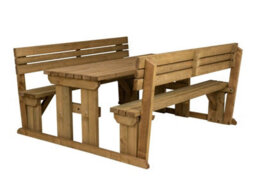 Arbor Garden Solutions Alders Wooden Picnic Bench And Table Set, Outdoor Dining Set With Backrest (8Ft, Rustic Brown)