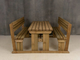 Arbor Garden Solutions Alders Wooden Picnic Bench And Table Set, Outdoor Dining Set With Backrest (8Ft, Rustic Brown) - thumbnail 3