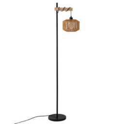 Komore 160Cm Black Metal Floor Light Woven Rope Shade Floor Lamp E27 - thumbnail 4