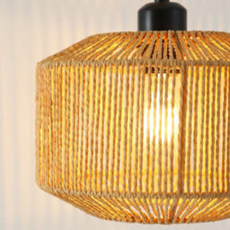 Komore 160Cm Black Metal Floor Light Woven Rope Shade Floor Lamp E27 - thumbnail 6
