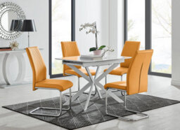 Furniturebox Uk Lira 100 Extending Dining Table And 4 Mustard Lorenzo Chairs - thumbnail 1