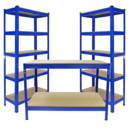 Monster Racking 2 X 90Cm T-Rax Heavy Duty Racking Metal Storage Shelving Units & Garage Workbench - thumbnail 1