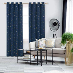 Deconovo Blackout Eyelet Curtains, Gold Printed Constellation Curtains For Living Room, 46 X 90 Inch (W X L), Navy Blue, 2 Panels - thumbnail 3