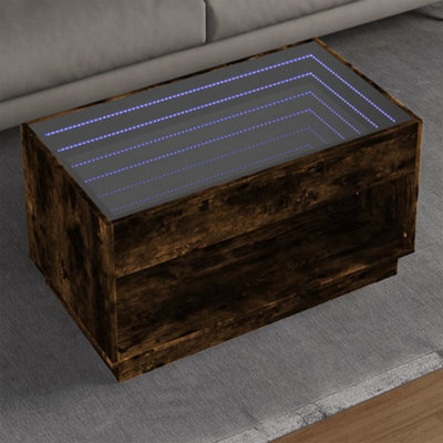 Berkfield Coffee Table With Infinity Led Smoked Oak 90X50X50 Cm - image 1