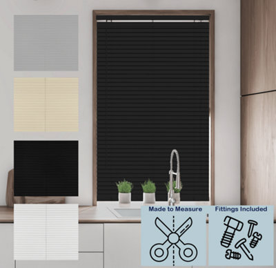 Caecus Blinds Caecus Made To Measure Pvc Venetian Blind Black 60Cm Width X 210Cm Long Drop - image 1