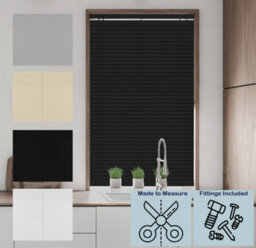 Caecus Blinds Caecus Made To Measure Pvc Venetian Blind Black 60Cm Width X 210Cm Long Drop - thumbnail 1