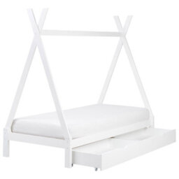 Beliani Kids Bed With Drawers Teepee Pine Wood Devay 90 X 200 Cm (Eu Single) White - thumbnail 4