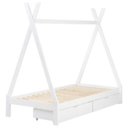 Beliani Kids Bed With Drawers Teepee Pine Wood Devay 90 X 200 Cm (Eu Single) White - thumbnail 5