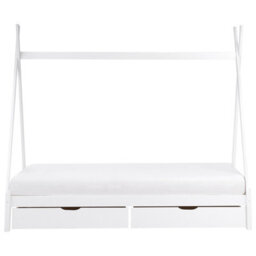 Beliani Kids Bed With Drawers Teepee Pine Wood Devay 90 X 200 Cm (Eu Single) White - thumbnail 6