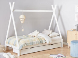 Beliani Kids Bed With Drawers Teepee Pine Wood Devay 90 X 200 Cm (Eu Single) White - thumbnail 2