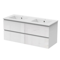 Sline 1200mm Wall-Hung Gloss White Bathroom Vanity Unit With Integrated Sink,4 Soft-Close Drawers For Storage - thumbnail 4