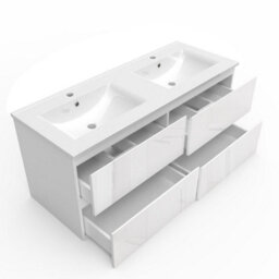 Sline 1200mm Wall-Hung Gloss White Bathroom Vanity Unit With Integrated Sink,4 Soft-Close Drawers For Storage - thumbnail 5
