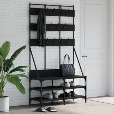 Vidaxl Clothes Rack With Shoe Storage Black 100X40X184 Cm - image 1