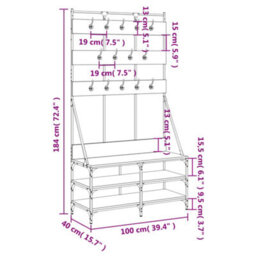 Vidaxl Clothes Rack With Shoe Storage Black 100X40X184 Cm - thumbnail 9