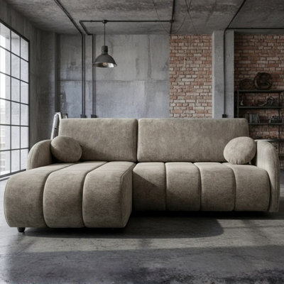 Zara L 2R+Lc Universal Corner Sofa Bed With Storage Beige - image 1