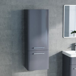 Nes Home 350mm Grey Wall Hung Tall Storage Cabinet With Adjustable Shelves - thumbnail 3