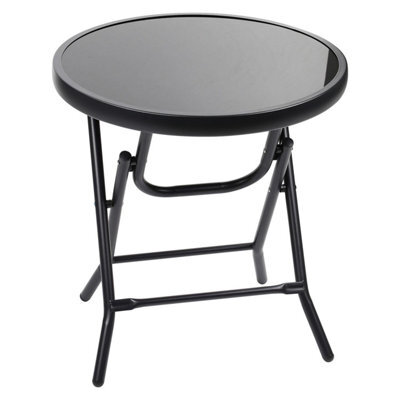Taylor & Brown 48Cm Folding Drinks Side Table, Foldable Coffee Table, Outdoor Garden Table, Small Patio Table (Plain - Round) - image 1