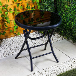 Taylor & Brown 48Cm Folding Drinks Side Table, Foldable Coffee Table, Outdoor Garden Table, Small Patio Table (Plain - Round) - thumbnail 2