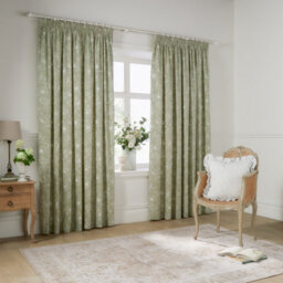 Wylder Nature Bella Floral Room Darkening Pencil Pleat Curtain Pair Sage (W)229Cm X (D)229Cm