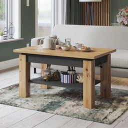 Heze Furniture Alva 2 In 1 Extending Coffee / Dining Table 110-150Cm - Artisan Oak / Anthracite