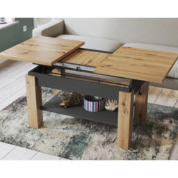 Heze Furniture Alva 2 In 1 Extending Coffee / Dining Table 110-150Cm - Artisan Oak / Anthracite - thumbnail 3