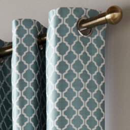 Alan Symonds Jacquard Curtains Eyelet Ring Top Fully Lined, Polyester, Teal, 90 X 72 - thumbnail 2