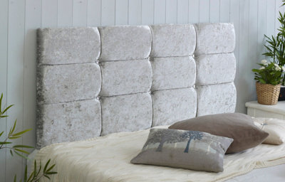 "Adore Designs Roma Crushed Velvet 4Ft Small Double 20"" Headboard - Silver"