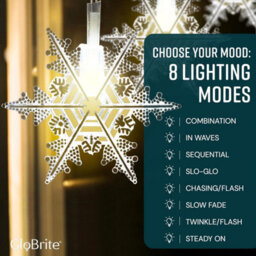 Globrite Star Curtain Light 104 Led Warm White - Plug-In Window Fairy Lights With 8 Modes & Remote Control For Festive Décor - thumbnail 5