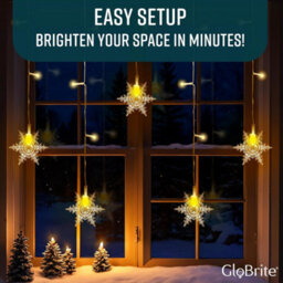 Globrite Star Curtain Light 104 Led Warm White - Plug-In Window Fairy Lights With 8 Modes & Remote Control For Festive Décor - thumbnail 7