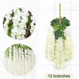 Living And Home Set Of 12 White Artificial Hanging Flowers Simulation Wisteria Flowers Wedding Decor - thumbnail 2