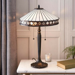 Dark Bronze Table Lamp - Diamond Shaped Detailling - 2 X 60W E27 Gls Required - thumbnail 4