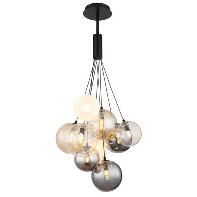 Luminosa Lighting Luminosa Ballgi Globe Pendant Ceiling Light Matt Black Balls Glass Shade 9X G9 - image 1
