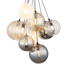 Luminosa Lighting Luminosa Ballgi Globe Pendant Ceiling Light Matt Black Balls Glass Shade 9X G9 - thumbnail 3