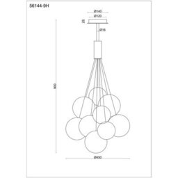 Luminosa Lighting Luminosa Ballgi Globe Pendant Ceiling Light Matt Black Balls Glass Shade 9X G9 - thumbnail 8