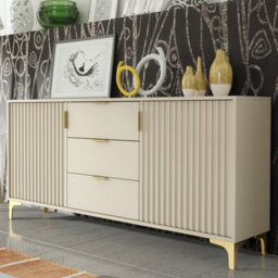 Creative Furniture Tide Crest Sideboard 140Cm - Cashmere Warm Beige Taupe Finish & Gold - thumbnail 7