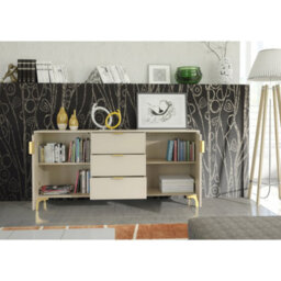 Creative Furniture Tide Crest Sideboard 140Cm - Cashmere Warm Beige Taupe Finish & Gold - thumbnail 5