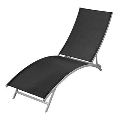 Berkfield Sun Lounger Steel And Textilene Black - image 1