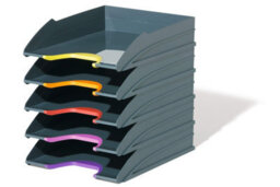 Durable Varicolor Eco Stackable Letter Tray Files - A4+ Colour Coded 5 Pack - thumbnail 2