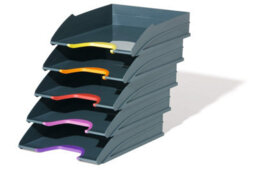 Durable Varicolor Eco Stackable Letter Tray Files - A4+ Colour Coded 5 Pack - thumbnail 3