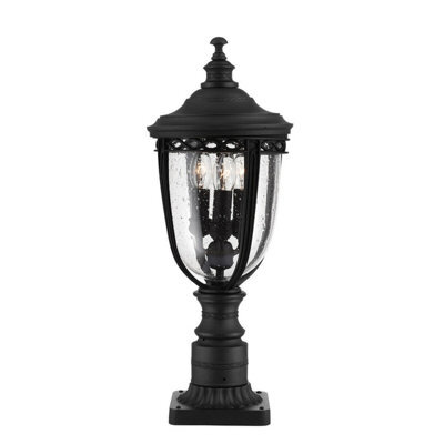 Elegant Outdoor Ip44 3 Bulb Black Led Pedestal Light For Stylish Exteriors