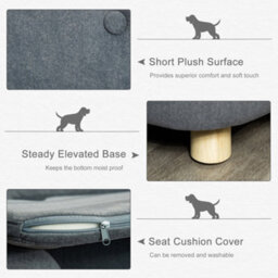 Pawhut Dog Sofa Bed W/ Soft Cushion For Xs Size Dogs - Grey - thumbnail 5