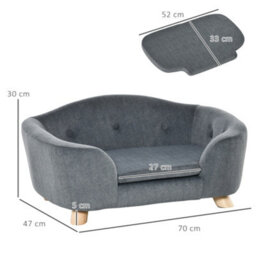 Pawhut Dog Sofa Bed W/ Soft Cushion For Xs Size Dogs - Grey - thumbnail 3