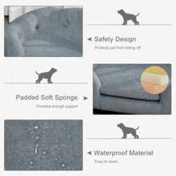 Pawhut Dog Sofa Bed W/ Soft Cushion For Xs Size Dogs - Grey - thumbnail 6
