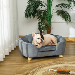 Pawhut Dog Sofa Bed W/ Soft Cushion For Xs Size Dogs - Grey - thumbnail 1