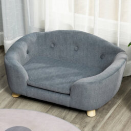 Pawhut Dog Sofa Bed W/ Soft Cushion For Xs Size Dogs - Grey - thumbnail 9