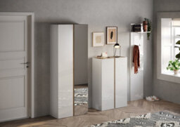 FurniComp LTD Furnicomp Chelsea 2 Door White Gloss And Cadiz Oak Large 25 Pair Shoe Storage Cupboard - thumbnail 4
