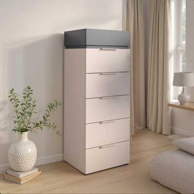 FurniComp LTD Furnicomp Luke 6 Drawer 50Cm Tall Chest Of Drawers - Cashmere & Anthracite - image 1