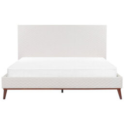 Beliani Bed Velvet Bayonne 180 X 200 Cm (Eu Super King) Off-White - thumbnail 5