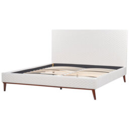 Beliani Bed Velvet Bayonne 180 X 200 Cm (Eu Super King) Off-White - thumbnail 6
