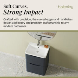Balterley Dunwood Contemporary Bathroom Floor Standing 2 Drawer Vanity & Polymarble Basin, Dark Grey, 600mm - thumbnail 6
